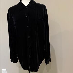 Harve Benard Black Velvet Button Down Shirt